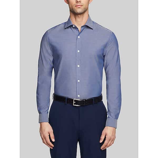 Tommy Hilfiger Big & Tall Men's Slim Fit Dress Shirt Blue Solid - Size: 17 1/2 36/37