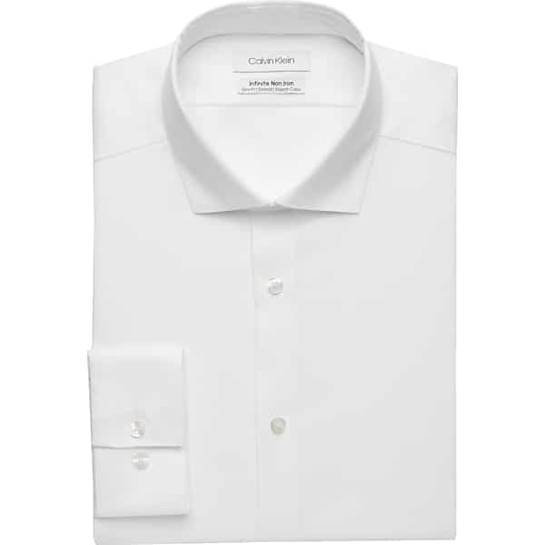 Calvin Klein Big & Tall Men's Infinite Slim Fit Dress Shirt White - Size: 20 38/39