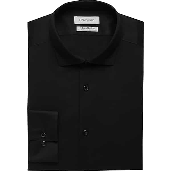 Calvin Klein Big & Tall Men's Infinite Slim Fit Dress Shirt Black - Size: 18 32/33