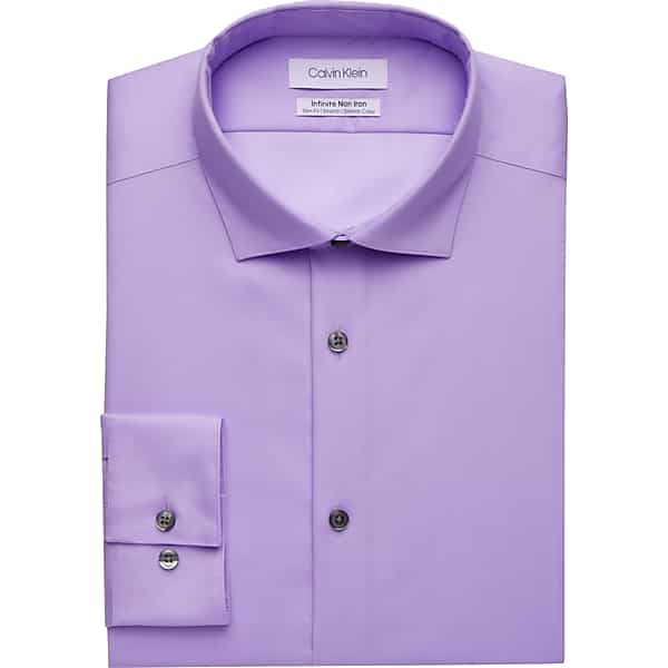Calvin Klein Big & Tall Men's Slim Fit Non-Iron Dress Shirt Viola - Size: 16 36/37 TMW541K60713