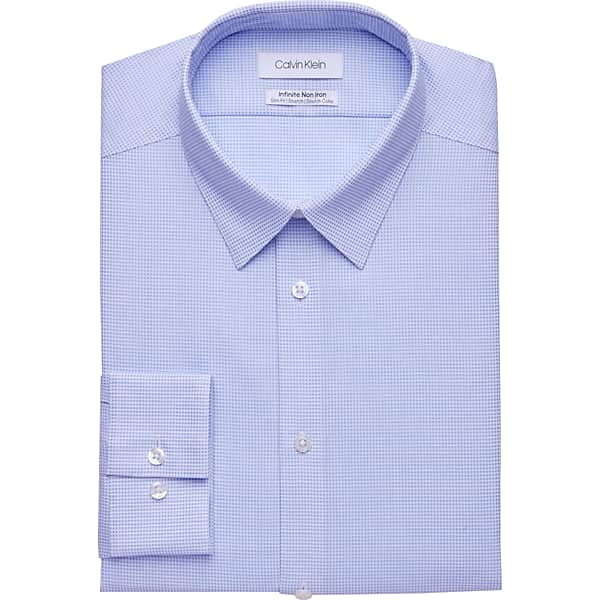 Calvin Klein Men's Slim Fit Non-Iron Dress Shirt Blue Mist - Size: 18 1/2 38/39 TMW541K85923