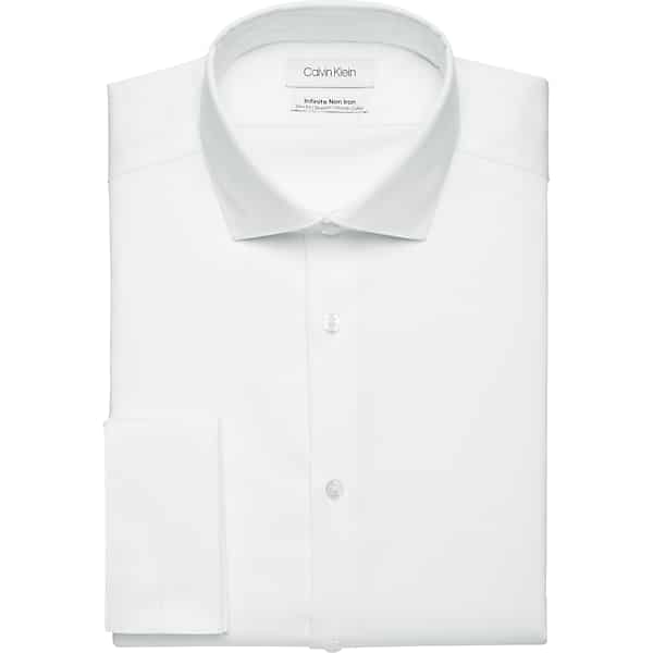 Calvin Klein Men's Infinite Non-Iron Slim Fit Stretch Collar Dress Shirt White Solid - Size: 15 32/33
