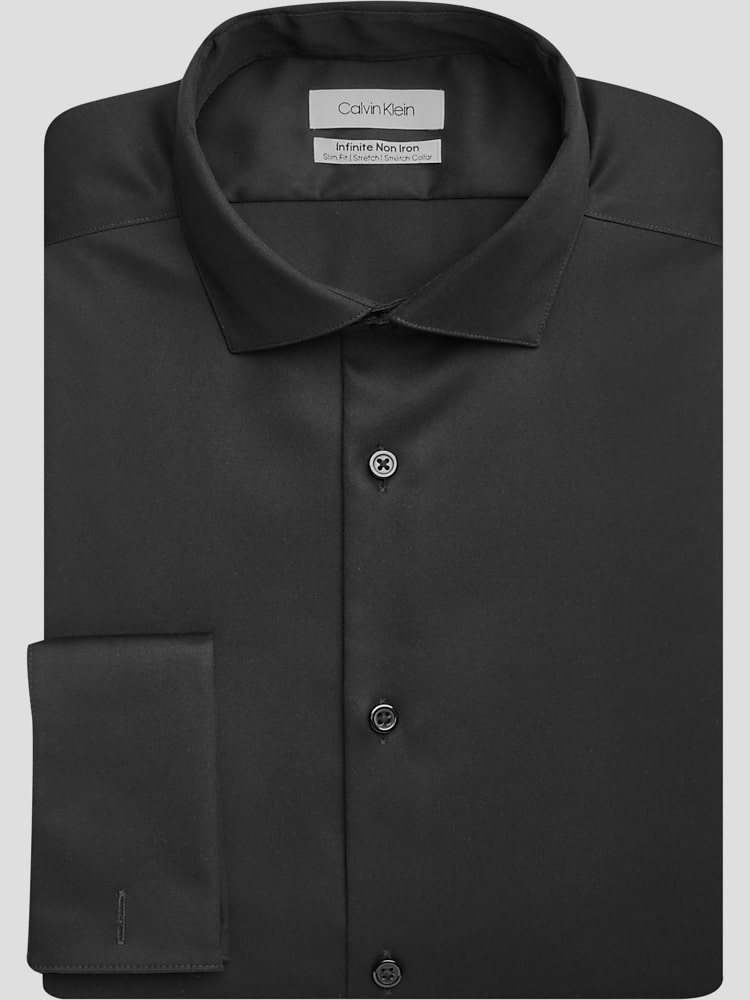 Slim Long-Sleeve Herringbone Shirt - Black, Shirts