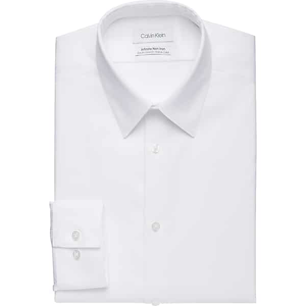 Calvin Klein Men's Infinite Non-Iron Slim Fit Stretch Collar Dress Shirt White - Size: 17 1/2 34/35