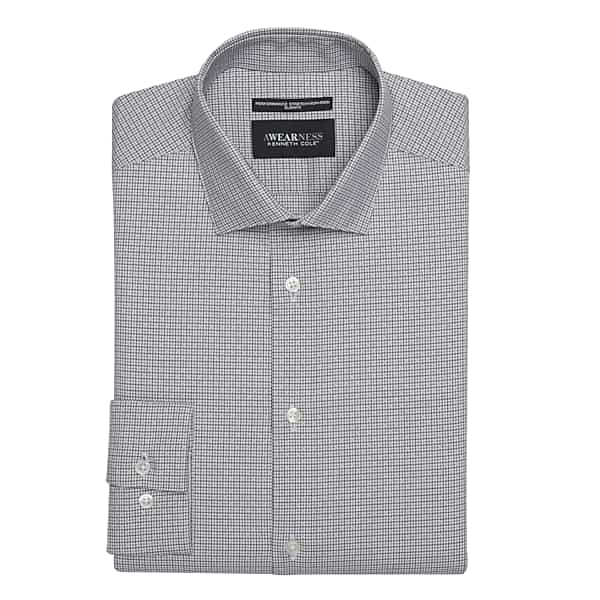 Awearness Kenneth Cole Men's Slim Fit Ultra Performance Stretch Dress Shirt Grey - Size: 18 1/2 34/35 TMW54B185578