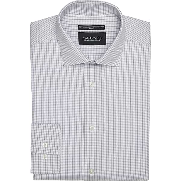 Awearness Kenneth Cole Men's Slim Fit Ultra Performance Stretch Mini Dobby Check Dress Shirt Purple - Size: 16 32/33