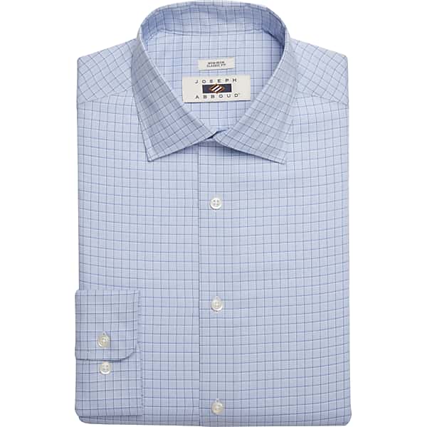 Joseph Abboud Men's Classic Fit Grid Spread Collar Dress Shirt Blue - Size: 17 1/2 36/37 TMW54B775742