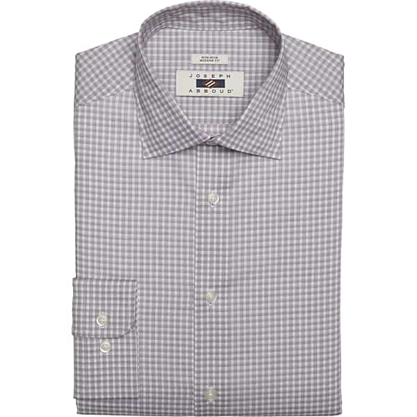 Joseph Abboud Men's Modern Fit Cotton Spread Collar Dress Shirt Burgundy - Size: 15 32/33