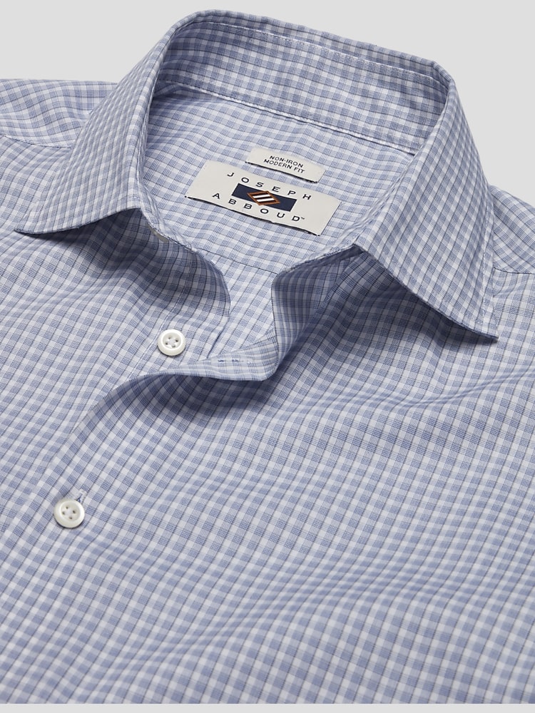 Modern Fit Cotton Spread Collar Dress Shirt | Grey/Blue - Size: 17 36/37