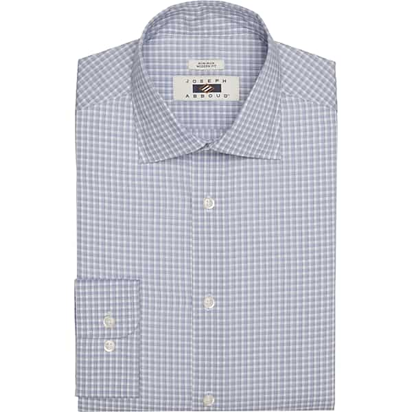 Joseph Abboud Men's Modern Fit Cotton Spread Collar Dress Shirt Grey/Blue - Size: 19 34/35 TMW54B990555