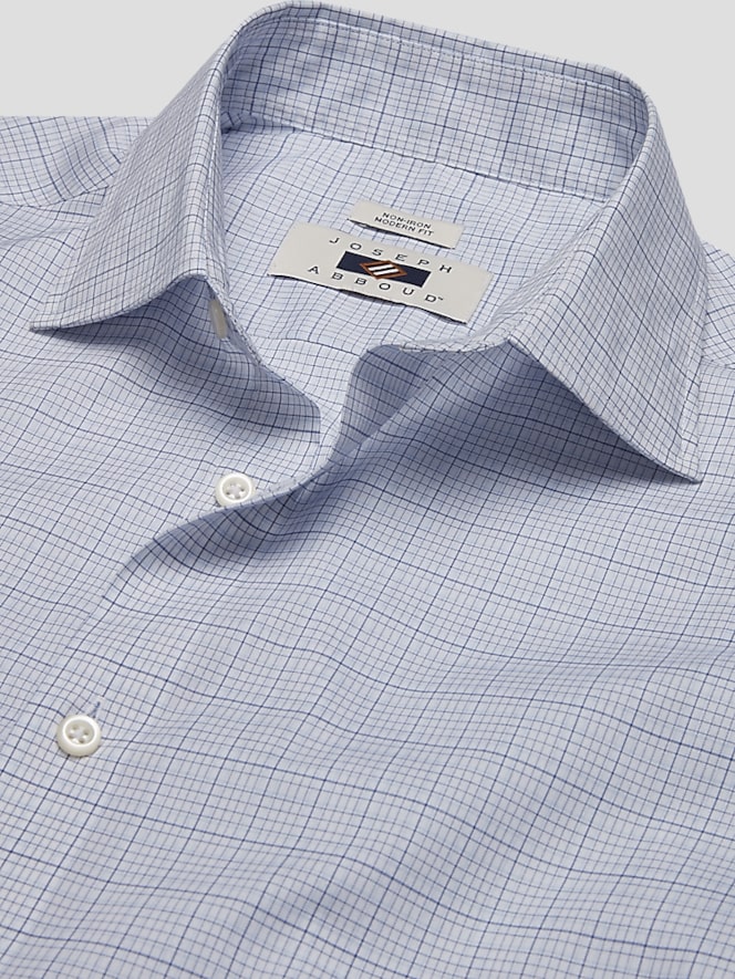 Joseph Abboud Modern Fit 100% Cotton Plaid Spread Collar Dress Shirt
