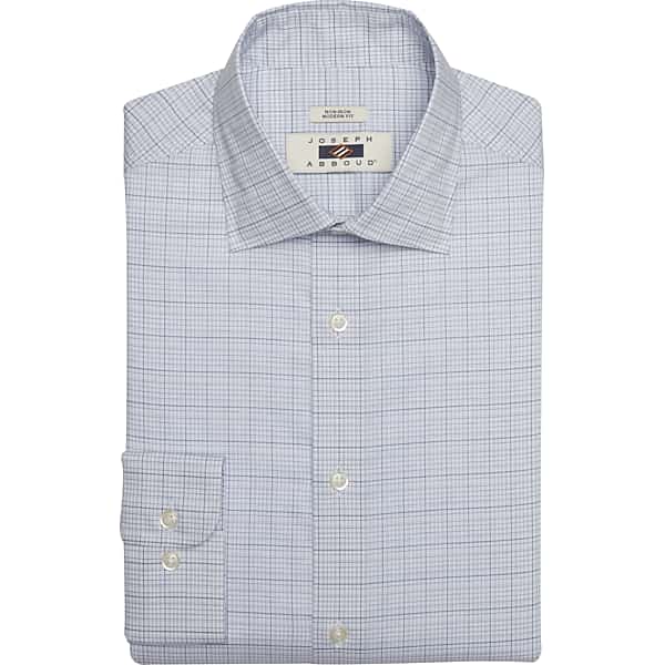 Joseph Abboud Men's Modern Fit 100% Cotton Plaid Spread Collar Dress Shirt Blue - Size: 16 1/2 36/37 TMW54BB65771