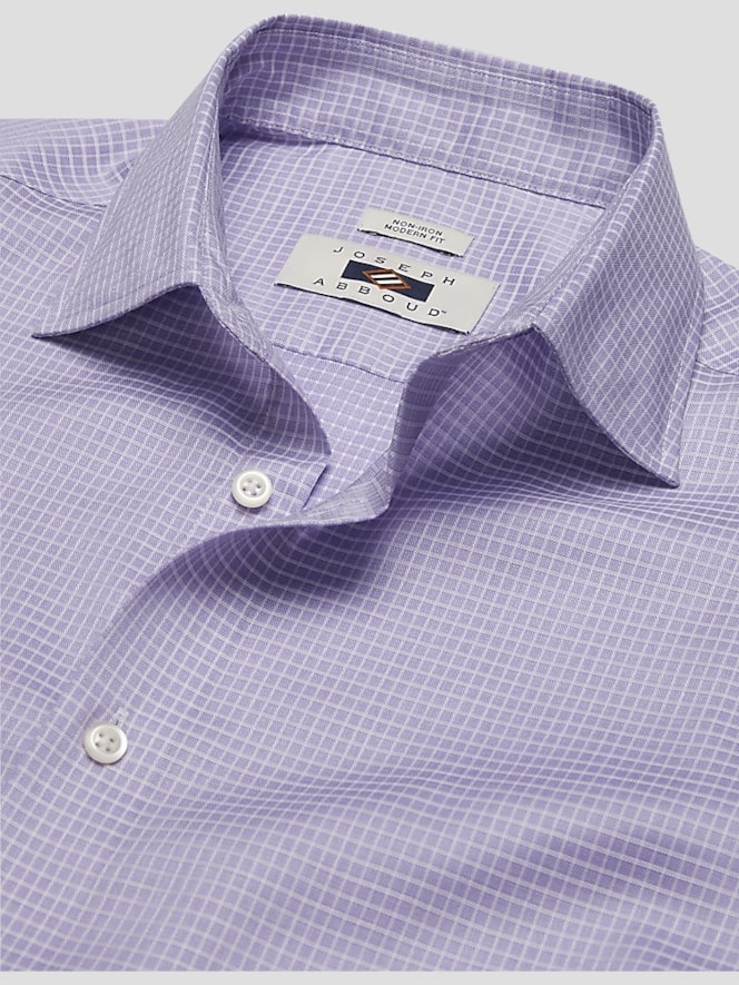 Joseph Abboud Modern Fit Check Spread Collar Dress Shirt