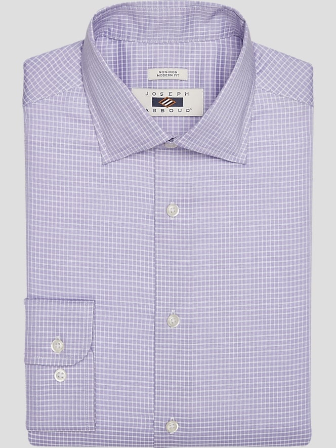Joseph Abboud Modern Fit Check Spread Collar Dress Shirt