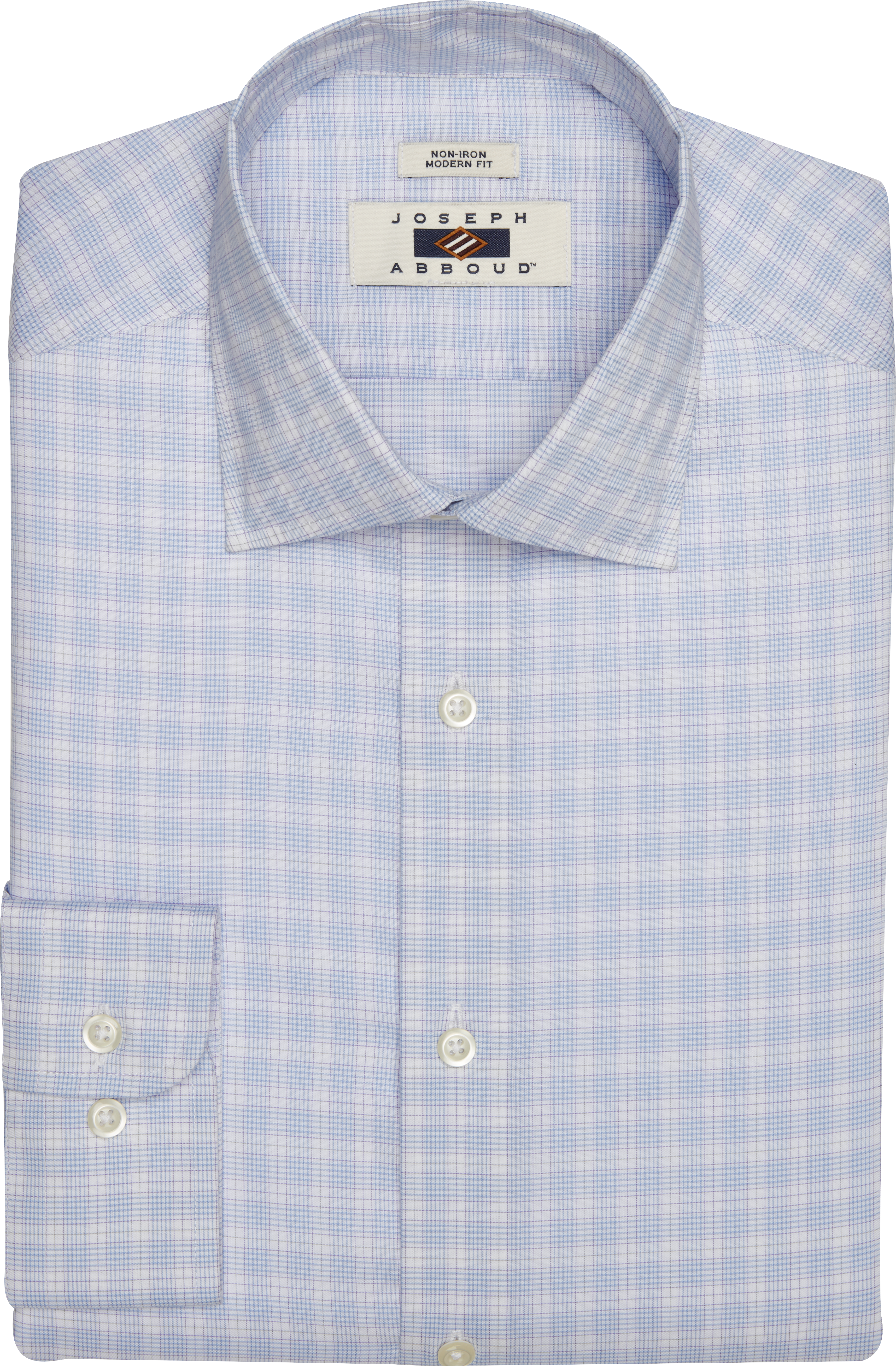 Joseph Abboud Modern Fit Plaid Spread Collar Dress Shirt In Blue