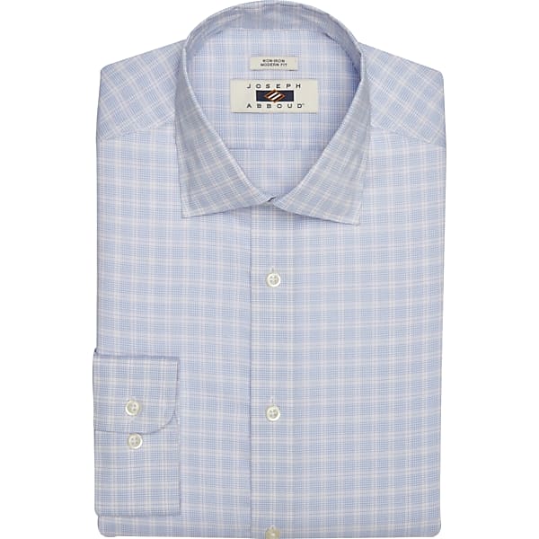 Joseph Abboud Big & Tall Mens Modern Fit Plaid Spread Collar Dress Shirt Blue/Lavender - Size: 20 34/35
