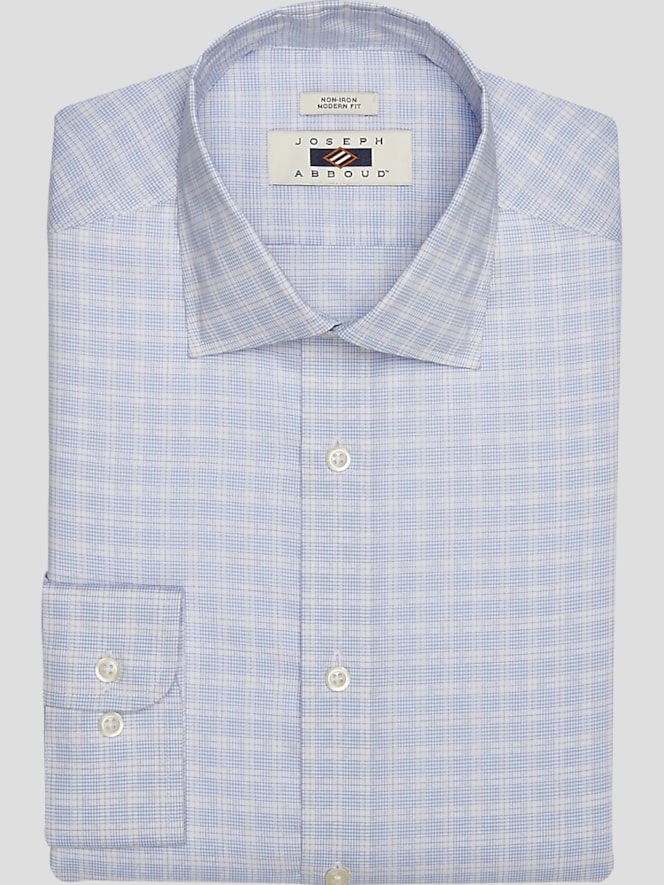 Joseph Abboud Modern Fit Plaid Spread Collar Dress Shirt