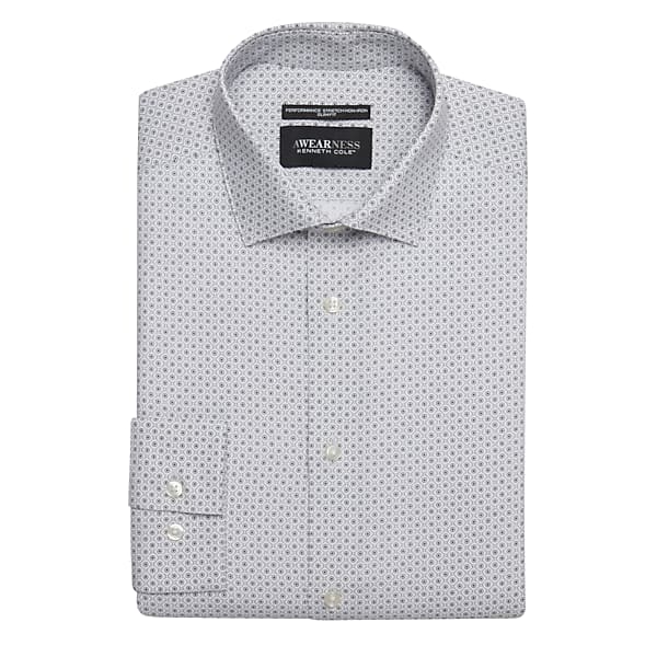 Awearness Kenneth Cole Big & Tall Men's Slim Fit Ultra Performance Stretch Circle Dot Dress Shirt Grey