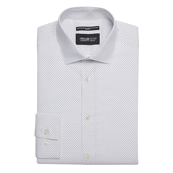 Awearness Kenneth Cole Men's Slim Fit Ultra Performance Stretch Diamond Dress Shirt Navy - Size: 16 32/33
