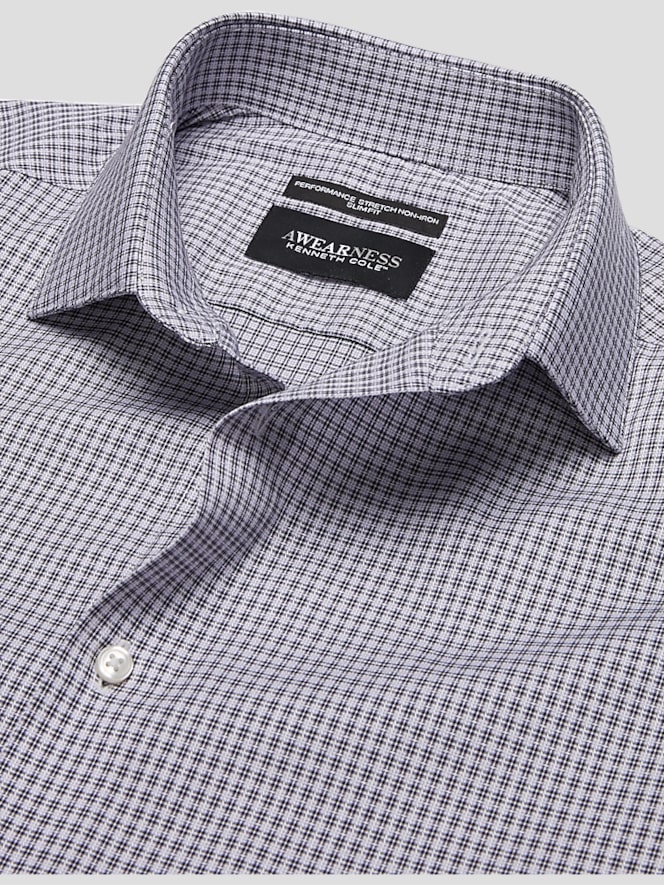 Awearness Kenneth Cole Slim Fit Ultra Performance Stretch Dobby Check Dress Shirt