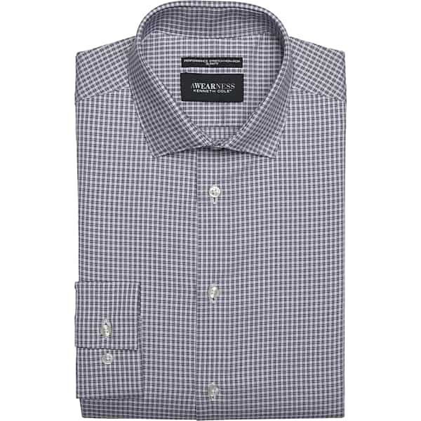 Awearness Kenneth Cole Men's Slim Fit Ultra Performance Stretch Dobby Check Dress Shirt Lavender - Size: 19 34/35 TMW54BT90576
