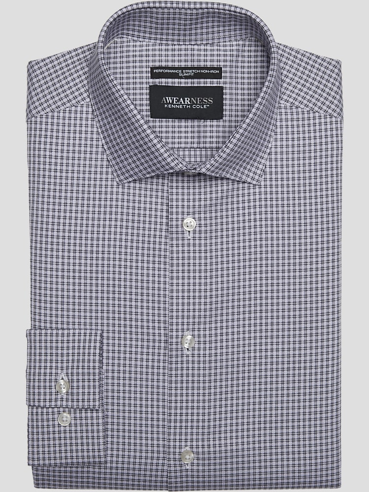 Slim Fit Ultra Performance Stretch Dobby Check Dress Shirt | Lavender -  Size: 20 34/35