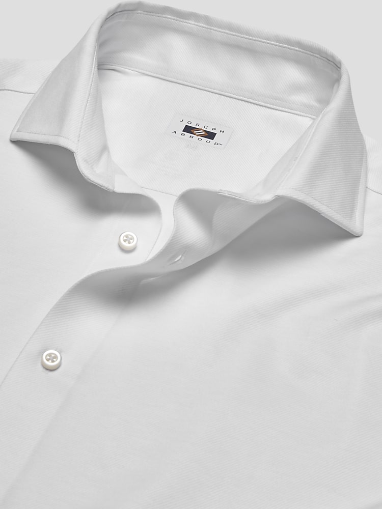 Modern Fit Performance Knit Twill Dress Shirt | White - Size: 22 34/35