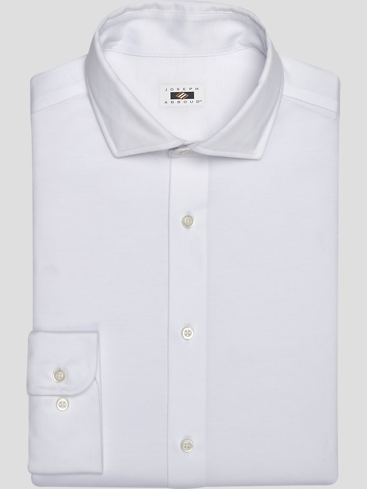 Modern Fit Performance Knit Twill Dress Shirt | White - Size: 18 38/39