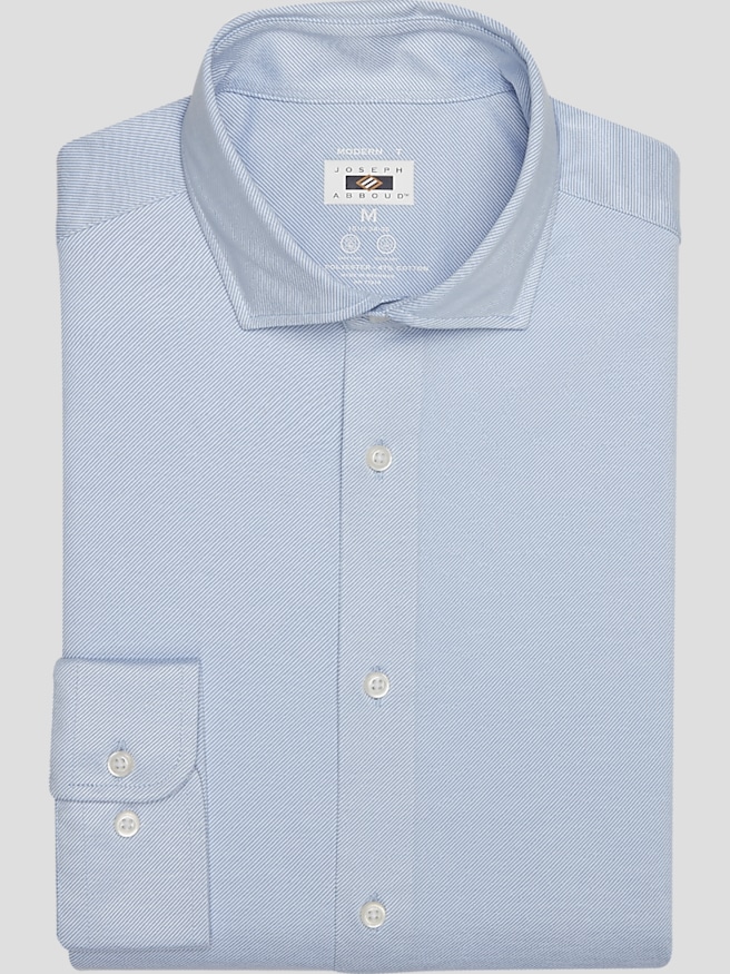 Joseph Abboud Men's Modern Fit Performance Knit Twill Dress Shirt , Light Blue