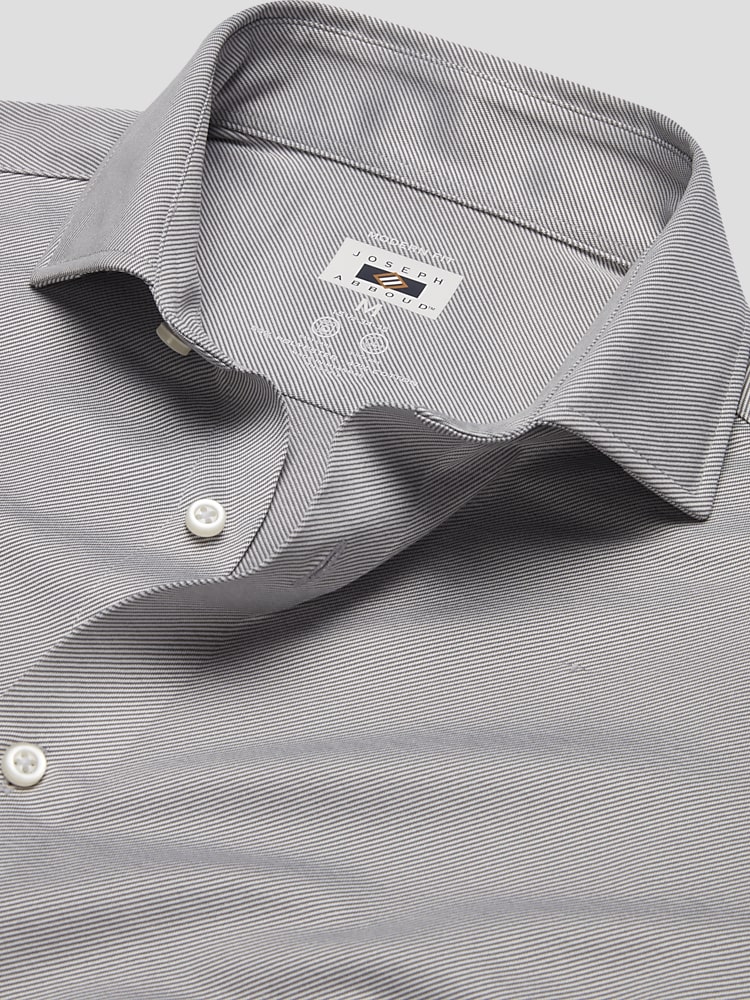 Modern Fit Performance Knit Twill Dress Shirt | Grey - Size: 17 32/33