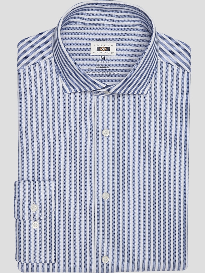 Joseph Abboud Big & Tall Men's Modern Fit Knit Bengal Stripe 4-Way Stretch Dress Shirt , Blue