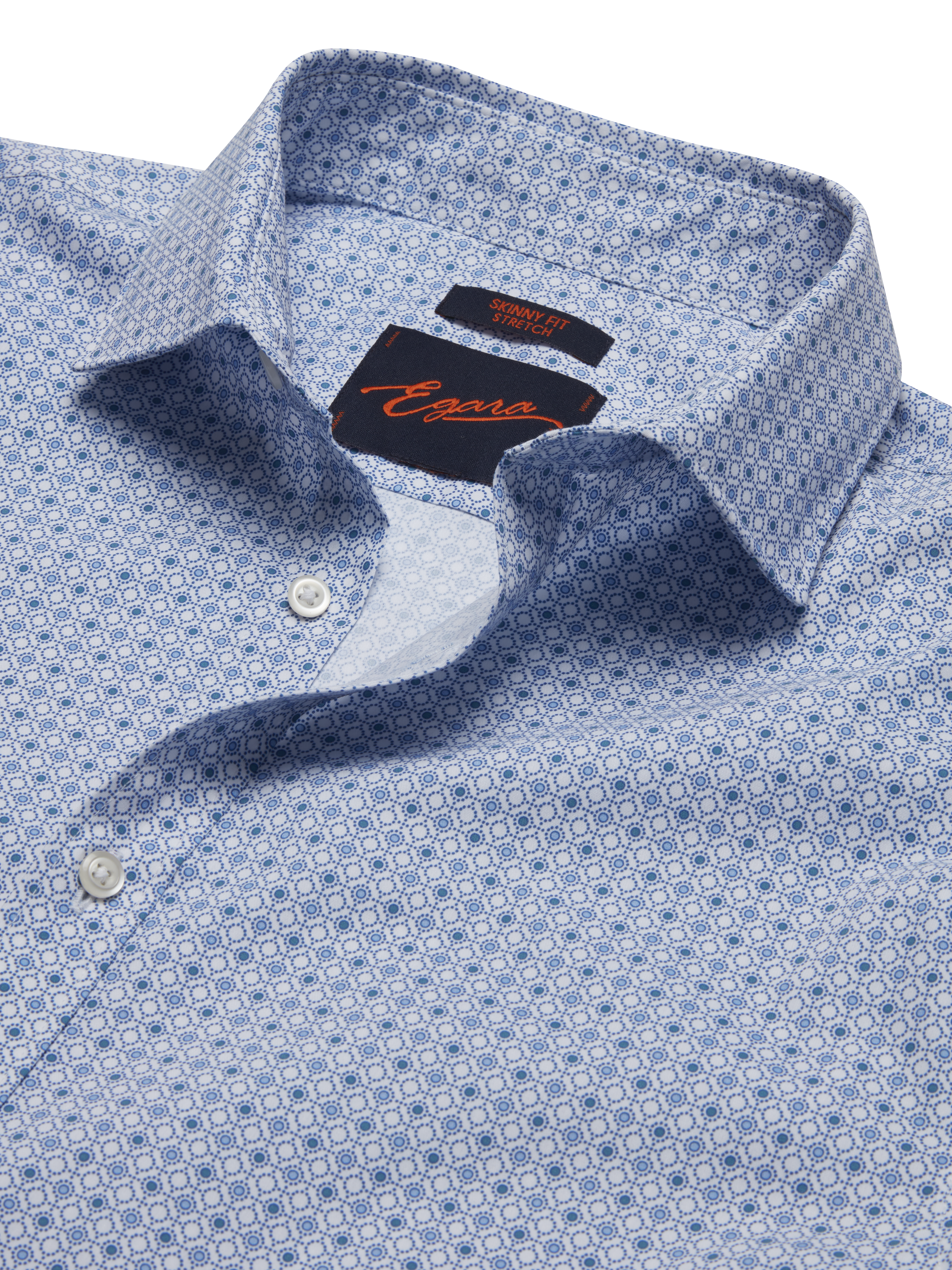 Skinny Fit Spread Collar Medallion Dress Shirt