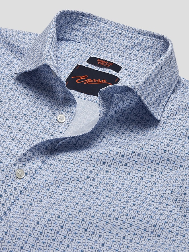 Egara Skinny Fit Spread Collar Medallion Dress Shirt