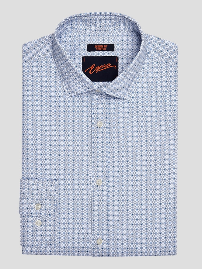 Egara Skinny Fit Spread Collar Medallion Dress Shirt