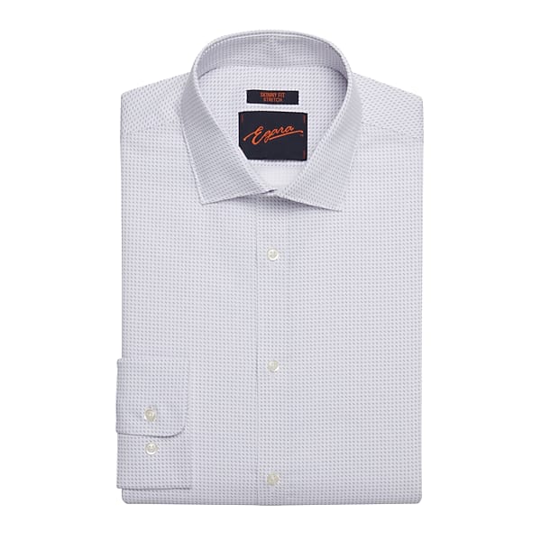 Egara Men's Skinny Fit Double Dot Dress Shirt Lavender - Size: 18 34/35 TMW55B980549