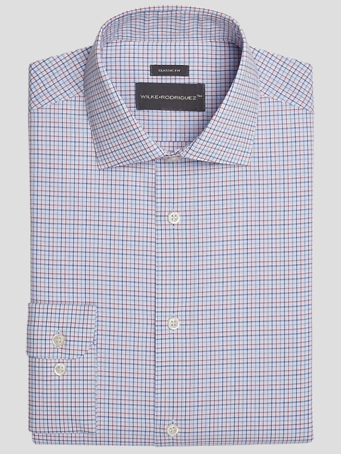Wilke-Rodriguez Classic Fit Multi Tattersall Plaid Dress Shirt