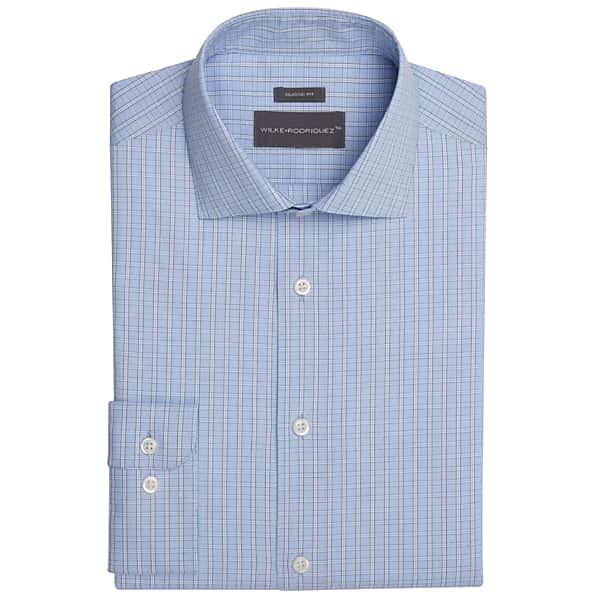 Wilke-Rodriguez Big & Tall Men's Classic Fit Check Dress Shirt Blue - Size: 20 34/35