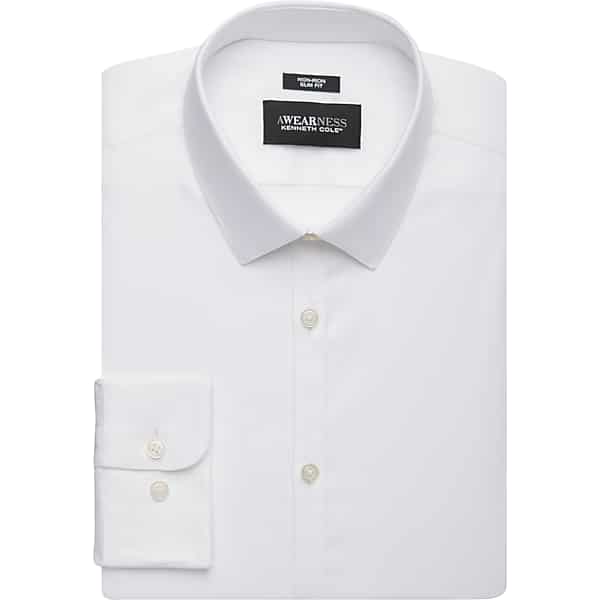 Awearness Kenneth Cole Big & Tall Men's Slim Fit Performance Dress Shirt White - Size: 17 36/37 TMW55W370701