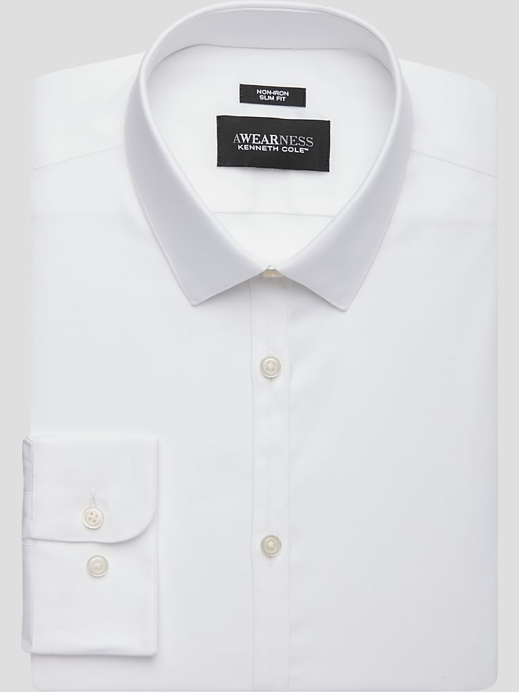 Mens white dress shirts slim fit outlet