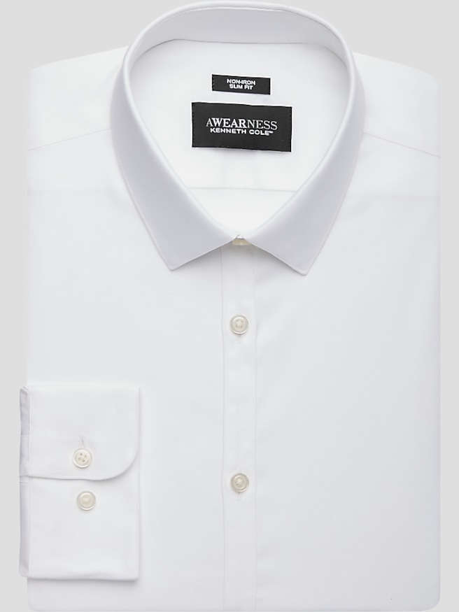 Awearness Kenneth Cole Men's Slim Fit Performance Dress Shirt , White