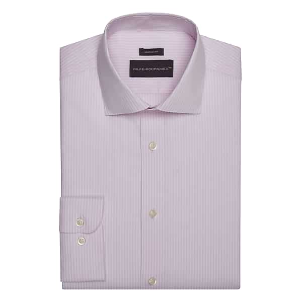 Wilke-Rodriguez Big & Tall Men's Classic Fit Bengal Stripe Dress Shirt Pink - Size: 19 36/37