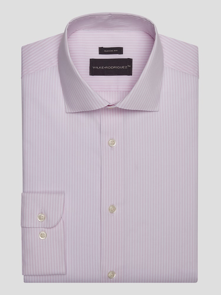 Wilke-Rodriguez Classic Fit Stripe Dress Shirt, Pink | Men's Wearhouse