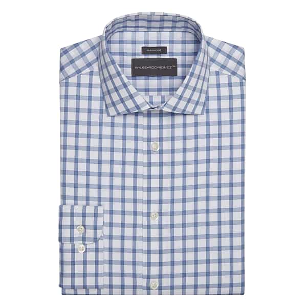 Wilke-Rodriguez Big & Tall Men's Classic Fit Sporty Check Dress Shirt Blue - Size: 20 36/37