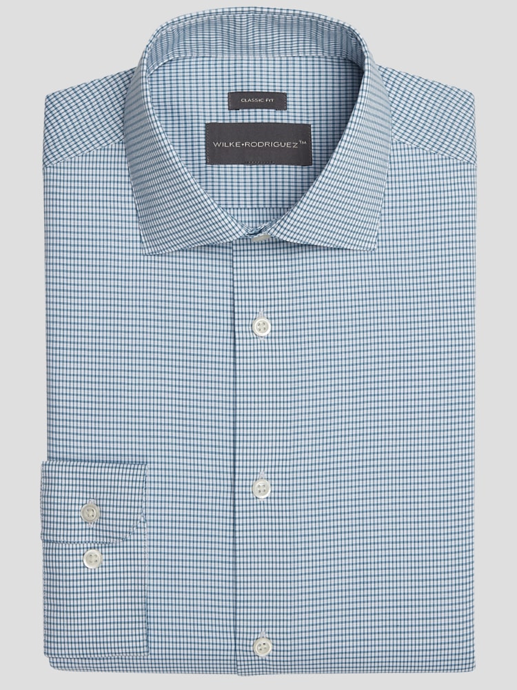 Wilke-Rodriguez Classic Fit Check Dress Shirt, Teal - Green | Men's  Wearhouse