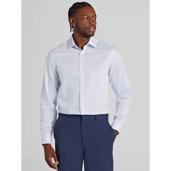 Joseph Abboud Big & Tall Men's Classic Fit Check Dress Shirt Blue - Size: 22 36/37