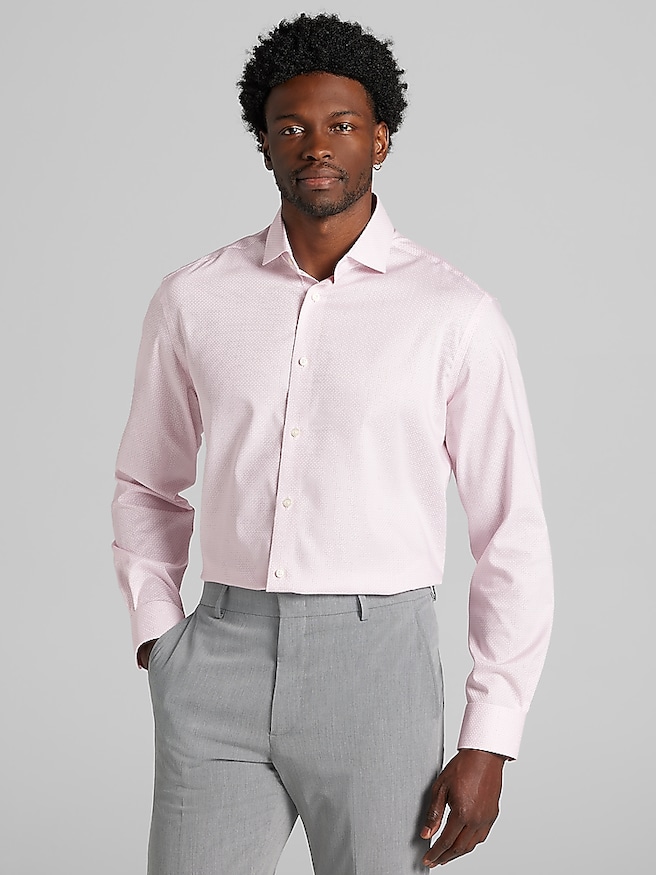 Pronto Uomo Men's Classic Fit Cotton Blend Dress Shirt , Red