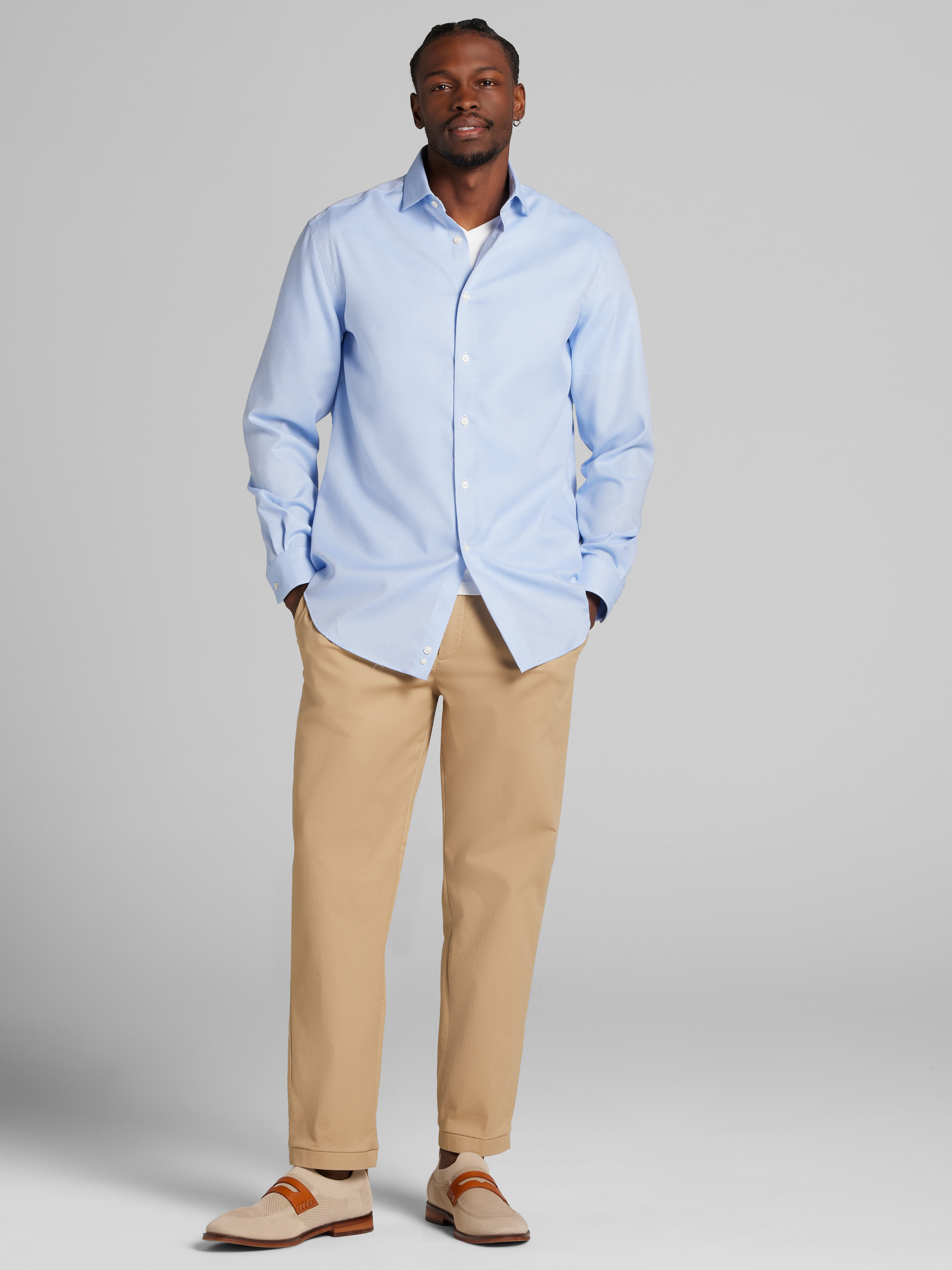 Classic Fit Cotton Blend Dress Shirt