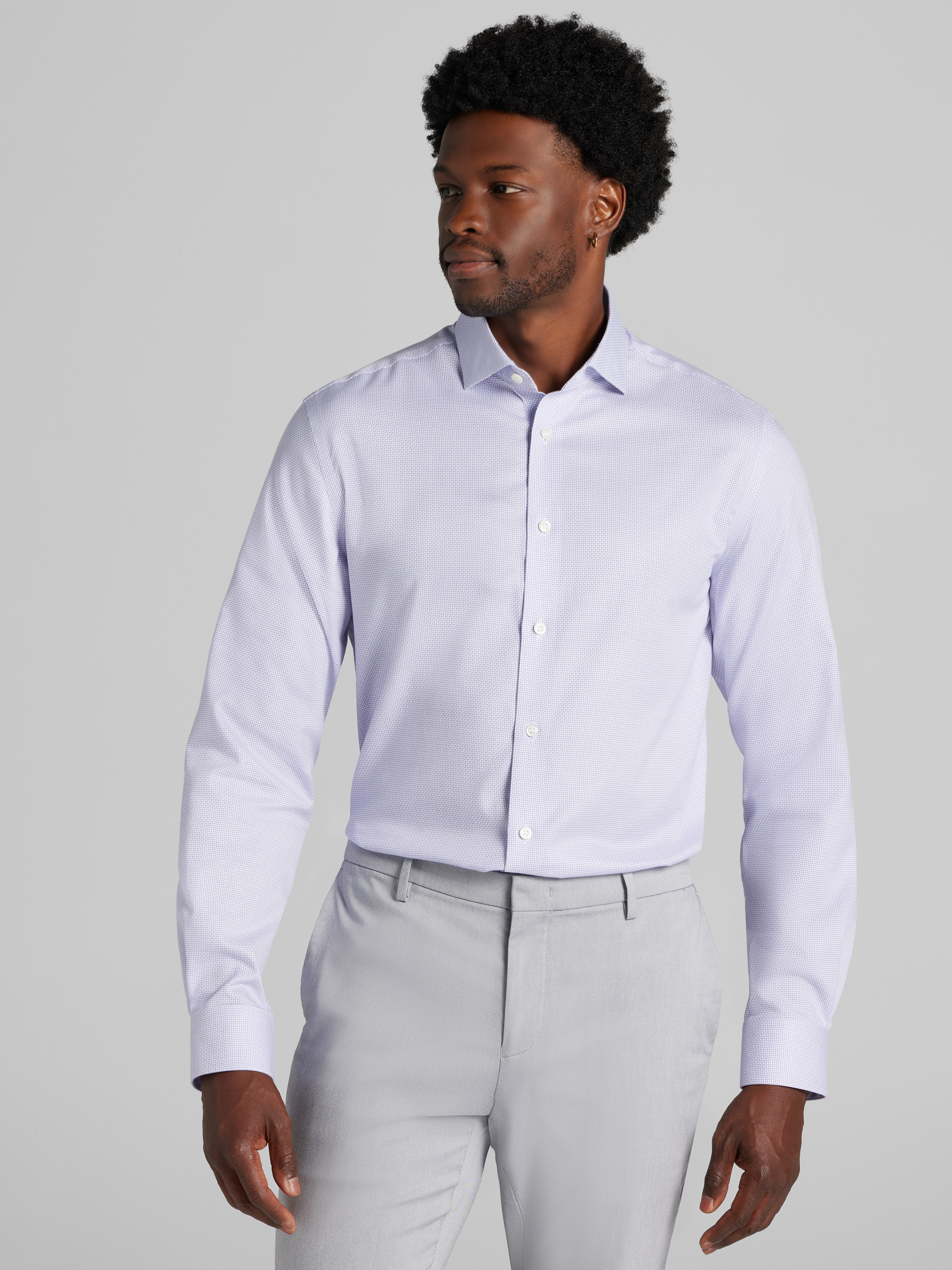 Pronto Uomo Modern Fit Dobby Dress Shirt, Purple | Men's Wearhouse