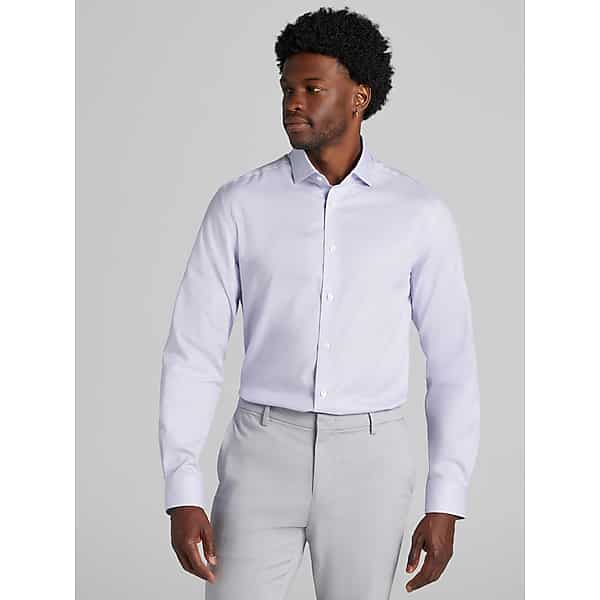 Pronto Uomo Men's Modern Fit Mini Dobby Dress Shirt Purple - Size: 18 34/35 - Only Available at Men's Wearhouse TMW58BH80576