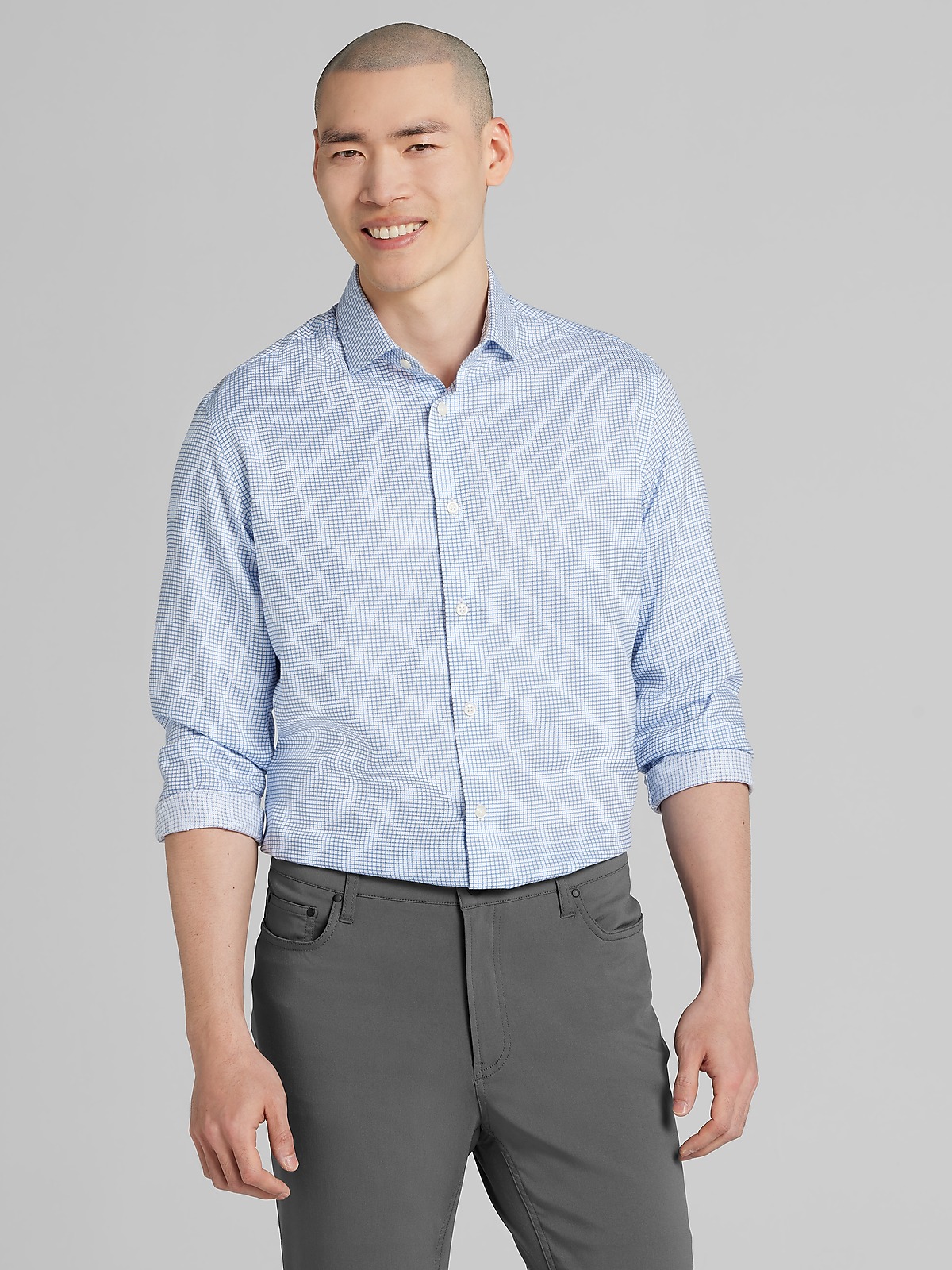 Pronto Uomo Classic Fit Check Dress Shirt, Blue | Men